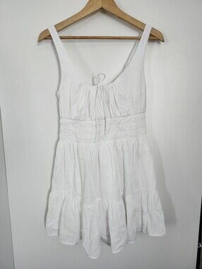 Abercrombie & Fitch Size Medium Cottagecore White Mini Cotton Sundress Pockets
